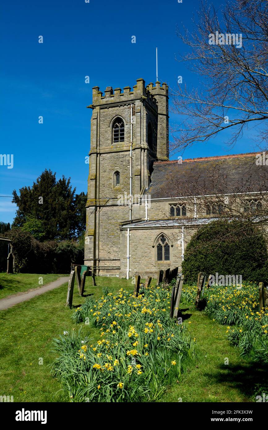 St. Peter`s Church in spring, Church Lawford, Warwickshire, England, UK